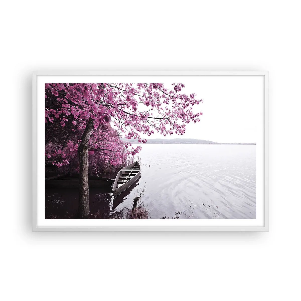 Plakat w białej ramie - W różowej ciszy - 91x61 cm