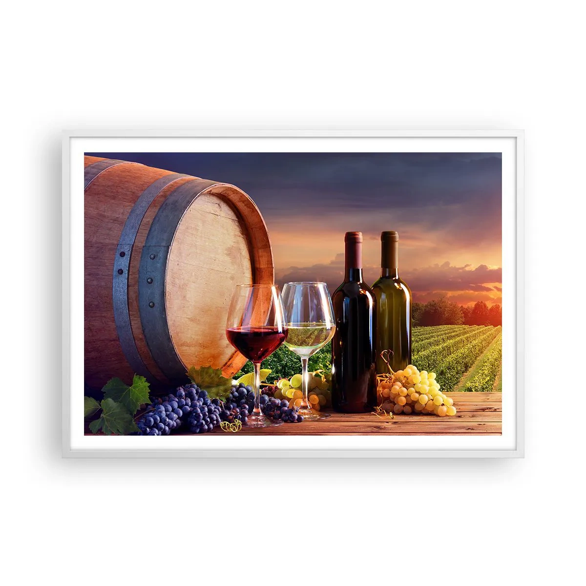 Plakat w białej ramie - Tu życie ma smak - 100x70 cm