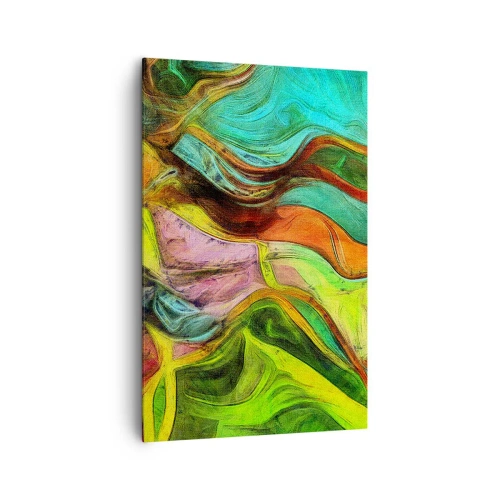 Obraz na płótnie - Abstrakcyjna kompozycja z barwnymi plamami i dynamicznymi liniami - 80x120cm - Ruch to życie - Nowoczesna dekoracja ścienna do salonu i sypialni ARTTOR