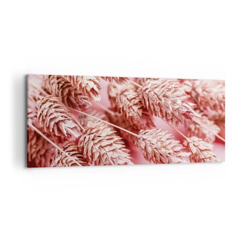 Obraz na płótnie - Zbliżenie na kłosy w różowym odcieniu - 120x50cm - Kwietna kaskada w różu - Nowoczesna dekoracja ścienna do salonu i sypialni ARTTOR