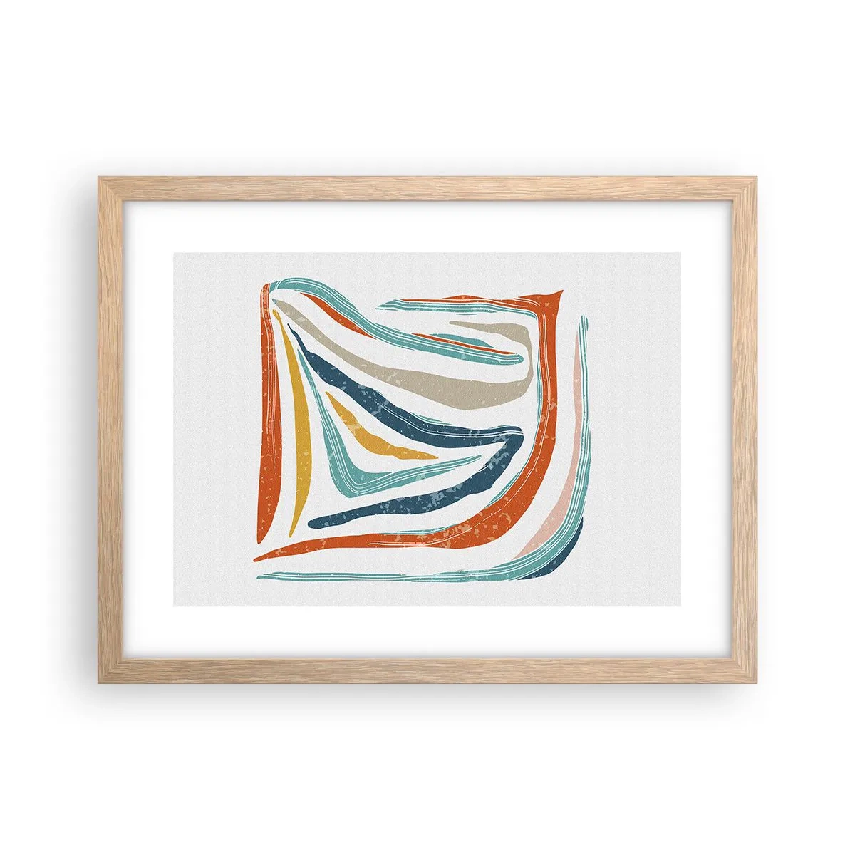 Plakat w ramie jasny dąb - Abstrakcja przyjaźnie uśmiechnięta - 40x30 cm