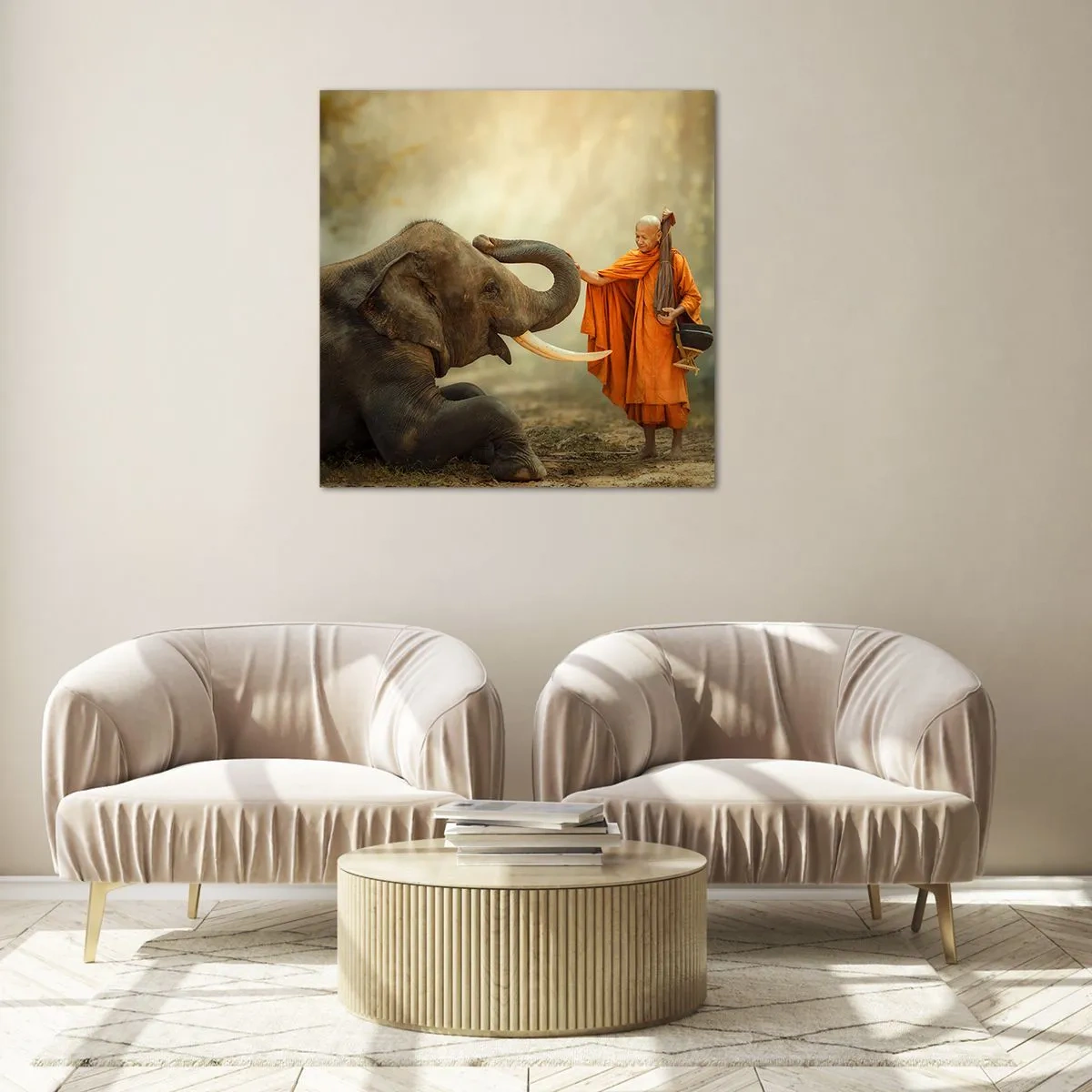 Obraz na szkle - Spotkanie w podróży - 40x40 cm