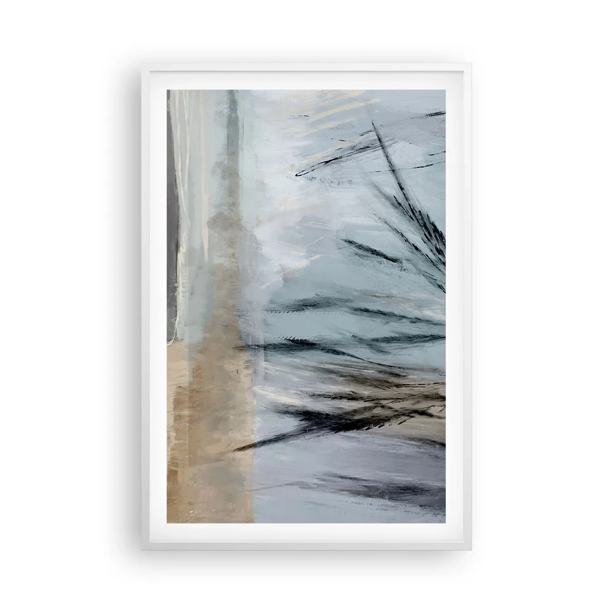 Plakat w białej ramie - Zimowe pola - 61x91 cm