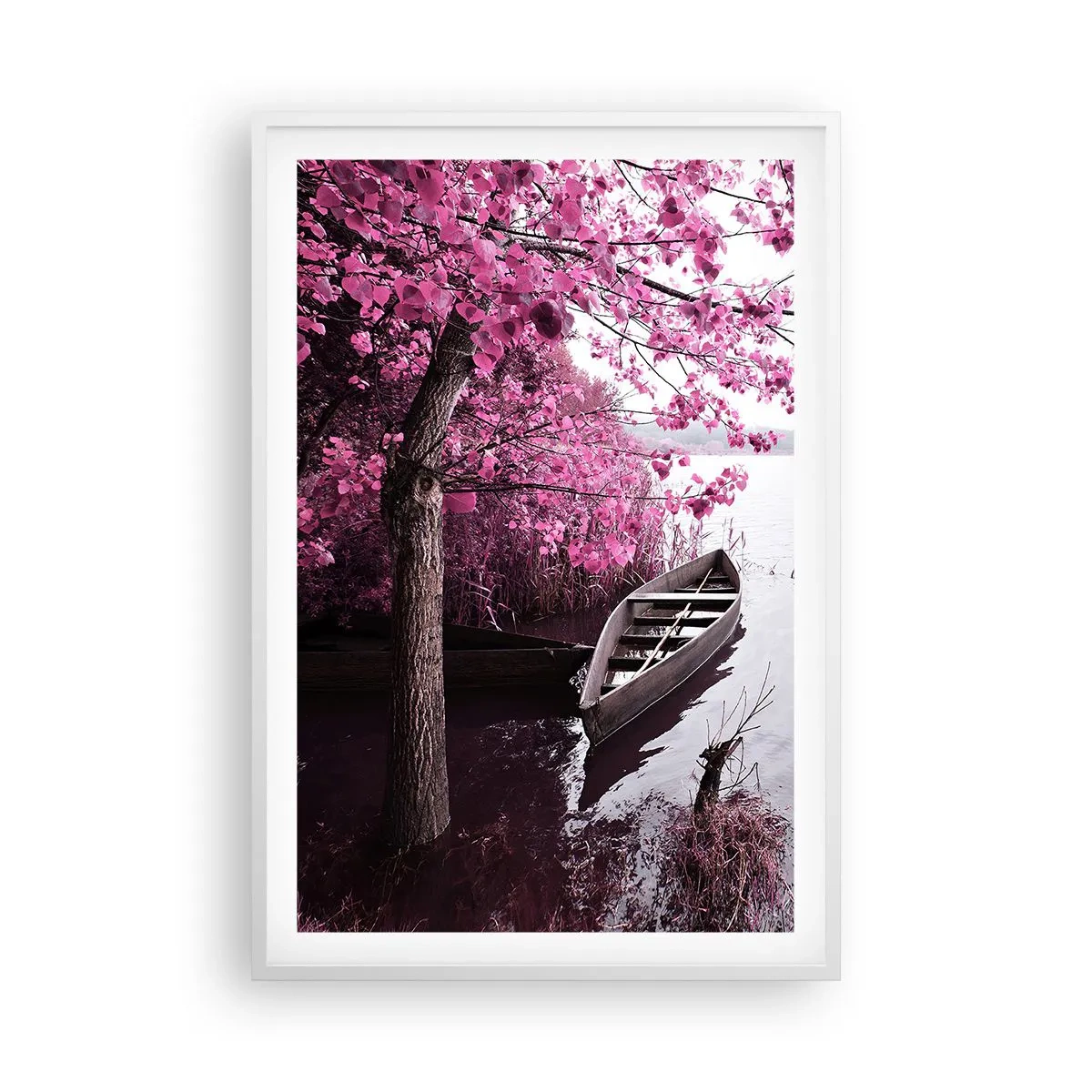 Plakat w białej ramie - W różowej ciszy - 61x91 cm