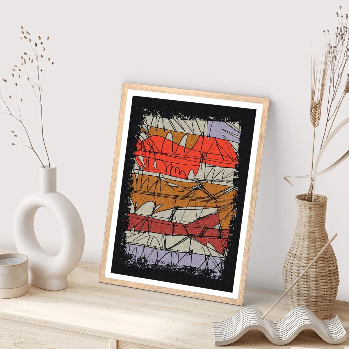 Plakat w ramie jasny dąb - Kompozycja spontaniczna - 30x40 cm