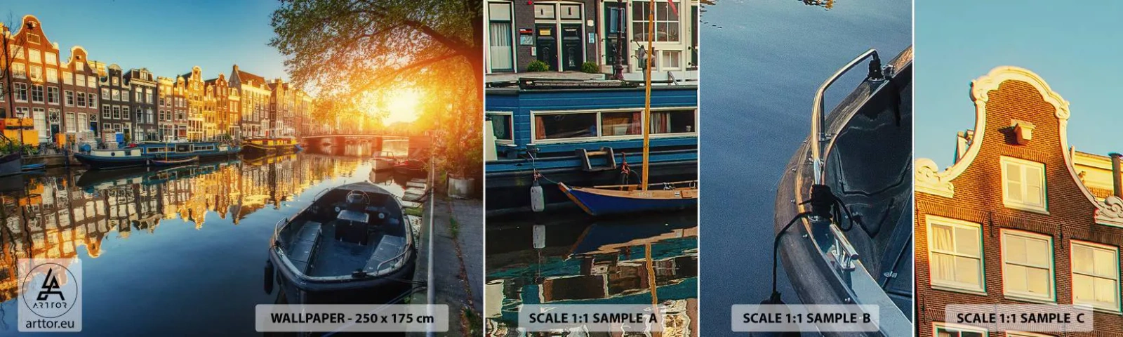 Fototapeta Próbka Samoprzylepna Deluxe Sticker - Poranek w Amsterdamie - Miasto, Amsterdam, Architektura - 100x30 cm