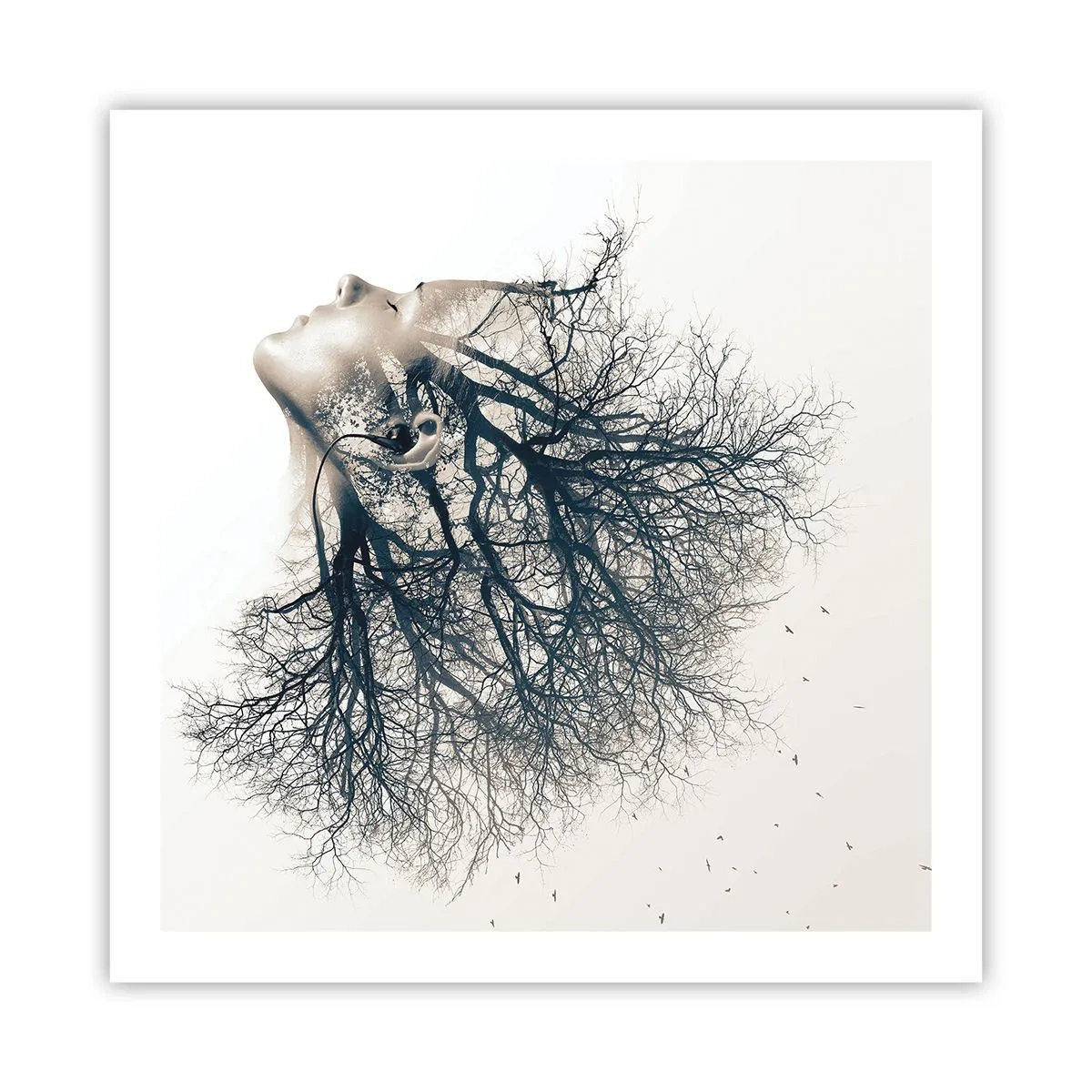 Plakat - Zasłuchana w szept drzewa - 60x60 cm