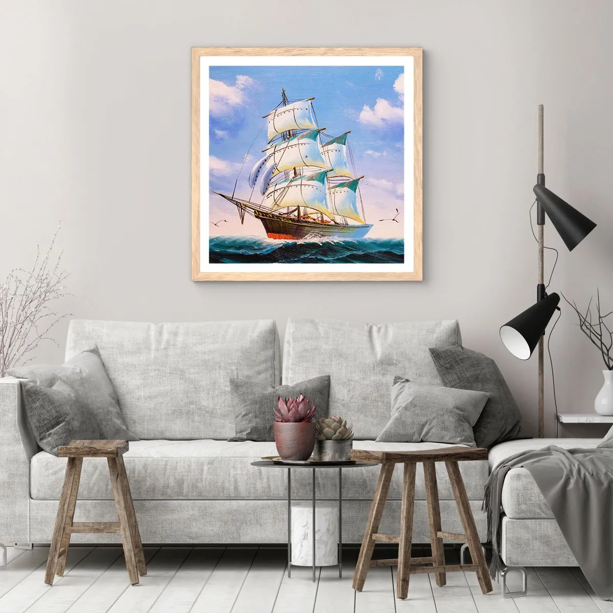 Plakat w ramie jasny dąb - Dumnie z wiatrem - 60x60 cm