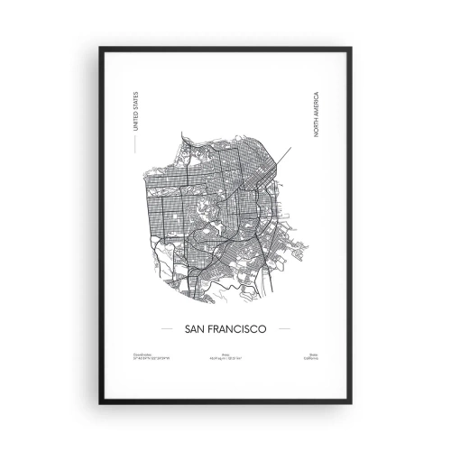 Plakat w czarnej ramie - Anatomia San Francisco - 70x100 cm
