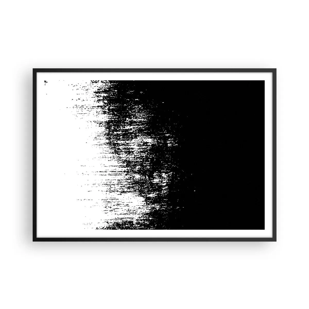 Plakat w czarnej ramie - Minimalistyczna abstrakcja w czerni i bieli - 100x70cm - I zwycięzcą jest… - Nowoczesna dekoracja ścienna do salonu i sypialni ARTTOR