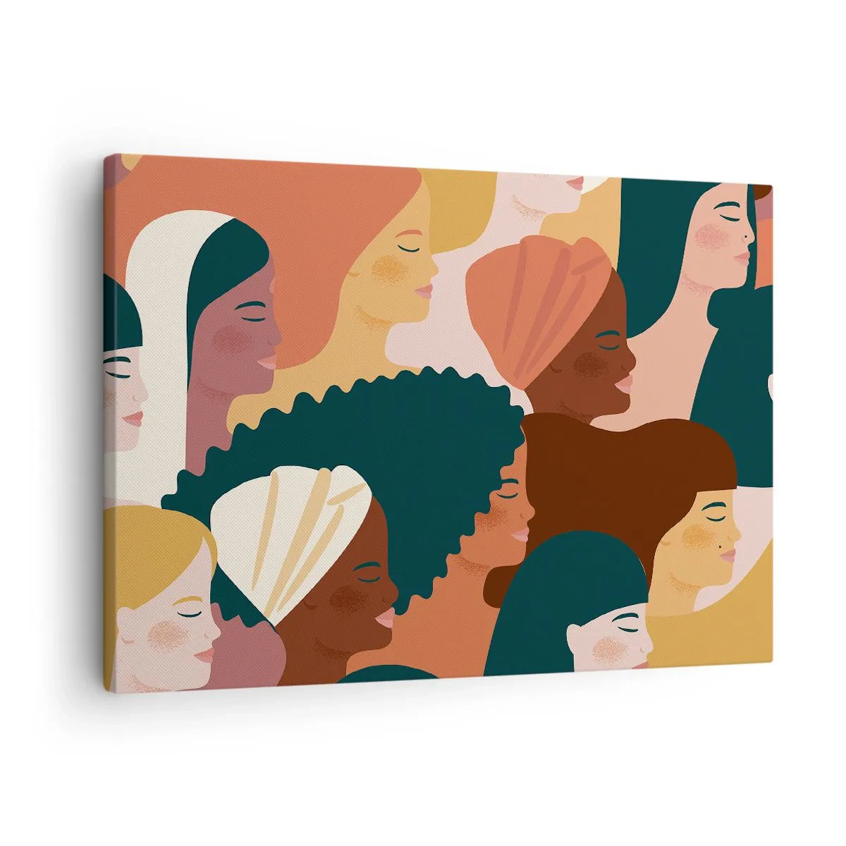 Obraz na płótnie - Kolorowe profile kobiet w różnorodnych stylizacjach - 70x50cm - Tylko kobiecość - Nowoczesna dekoracja ścienna do salonu i sypialni ARTTOR