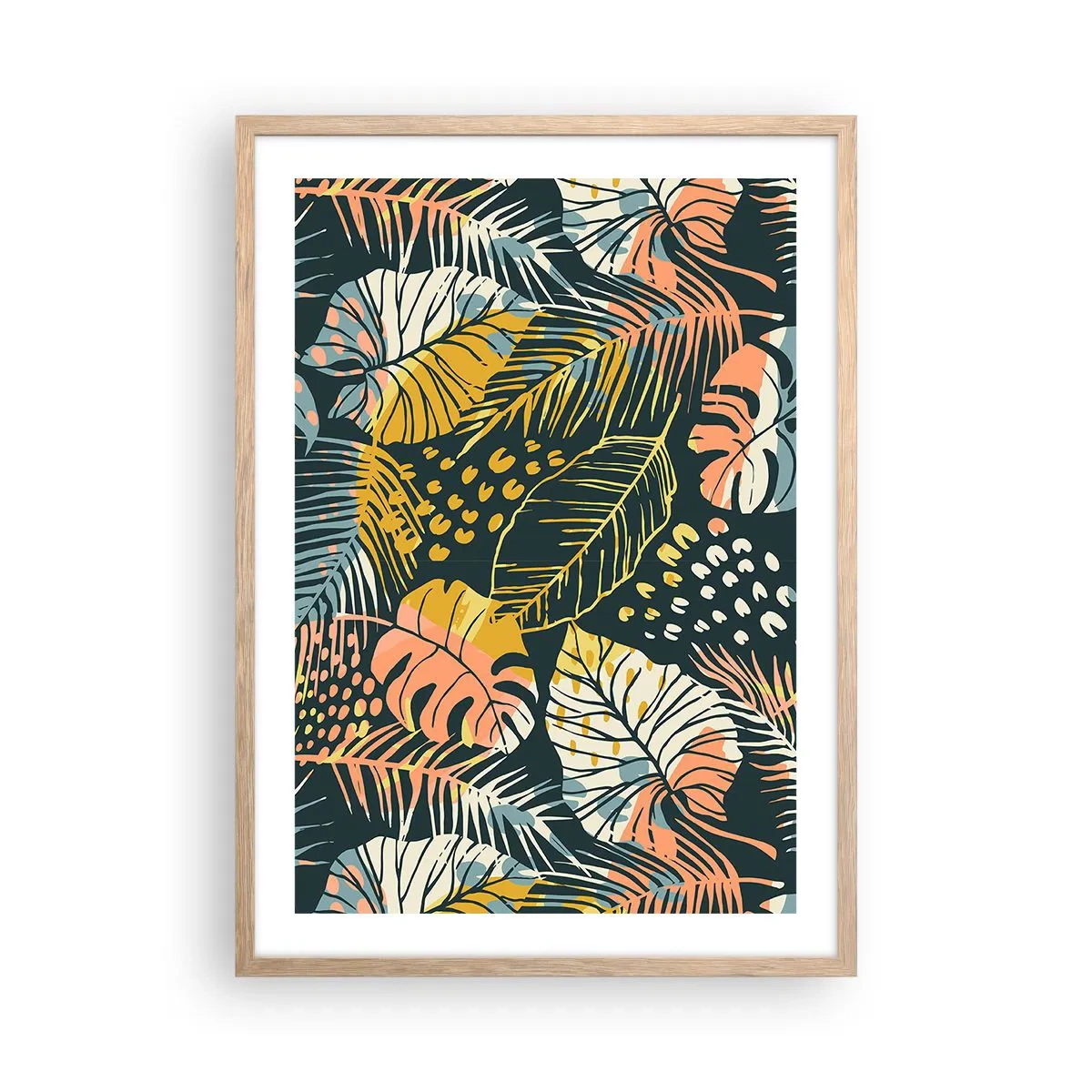 Plakat w ramie jasny dąb - Liściasta fantazja - 50x70 cm