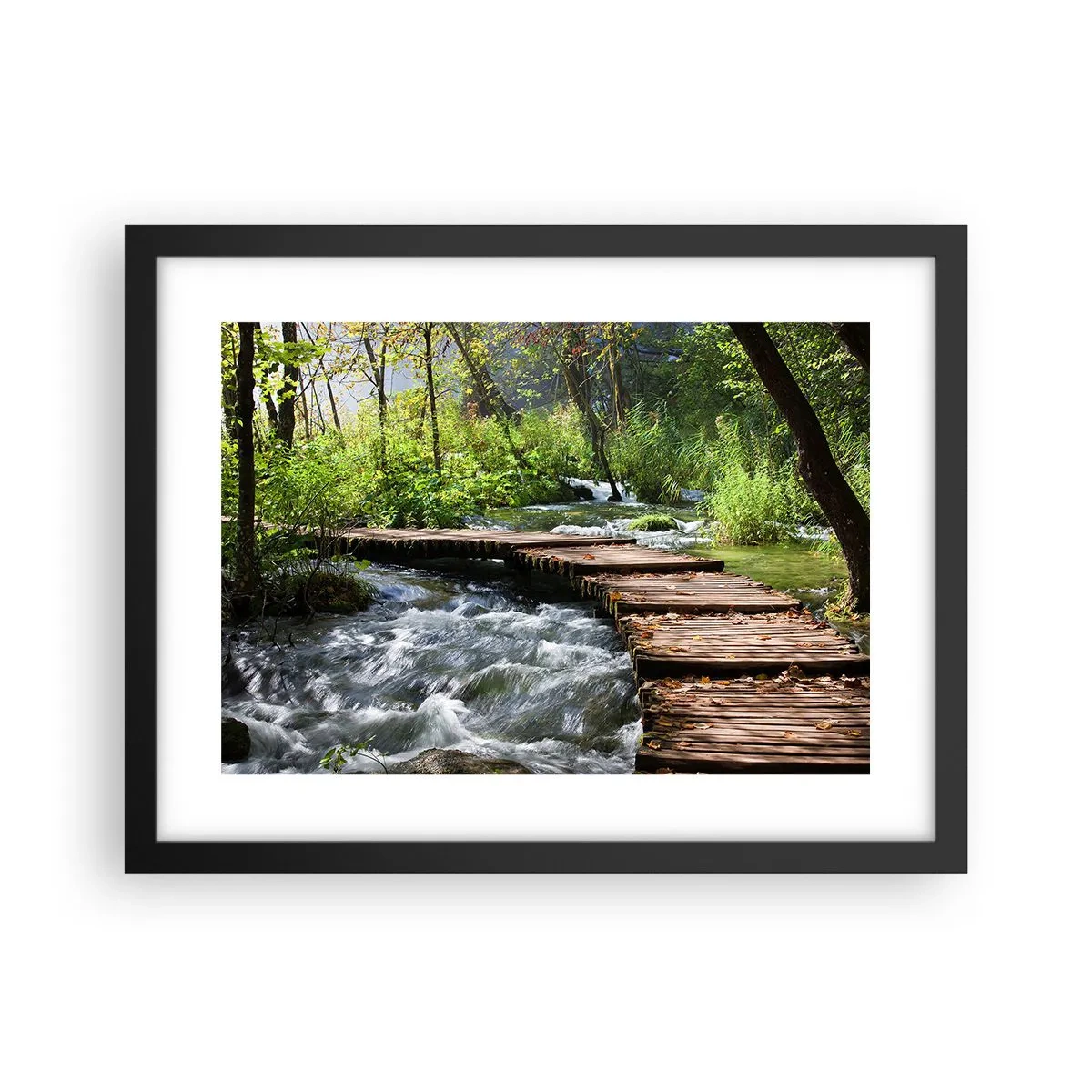 Plakat w czarnej ramie - Nad pienistą kaskadą - 40x30 cm