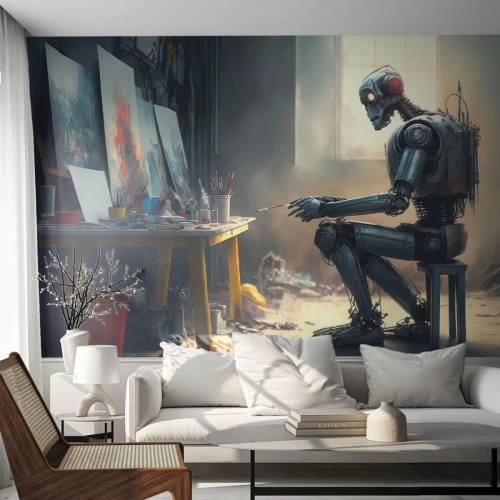 Fototapeta Premium Sand - Akt kreacji - Sztuka, Malowanie, Robot - 500x350 cm