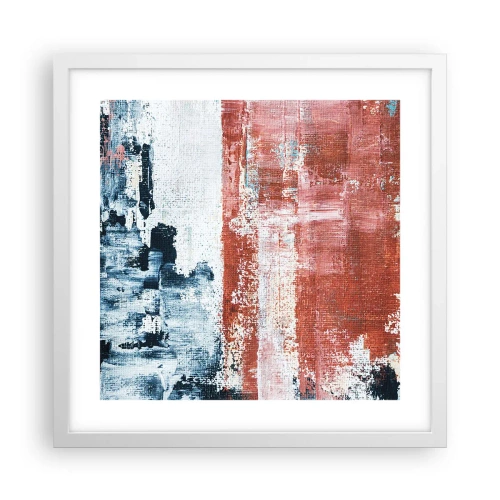 Plakat w białej ramie - Abstrakcyjne pół na pół - 40x40 cm