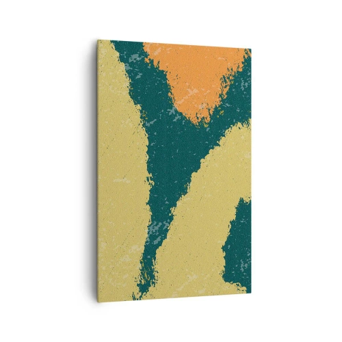 Obraz na płótnie - Abstrakcyjne plamy w kolorach ziemi i zieleni - 80x120cm - Abstrakcja – powolnym ruchem - Nowoczesna dekoracja ścienna do salonu i sypialni ARTTOR