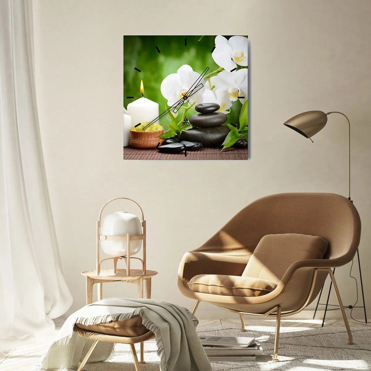 Zegar ścienny - Wonny, kwiatowy, delikatny dotyk - 40x40 cm