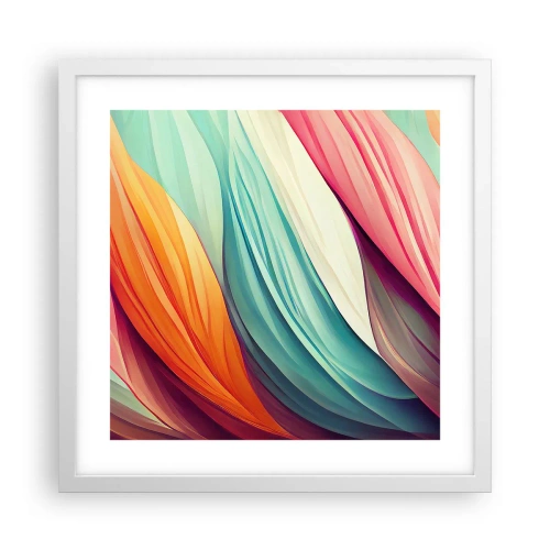 Plakat w białej ramie - Tęczowy splot - 40x40 cm