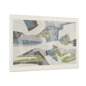 Obraz na szkle - Geometryczna kompozycja w zieleni i szarości - 100x70cm - Kompozycja za szybą - Nowoczesna dekoracja ścienna do salonu, kuchni i sypialni ARTTOR