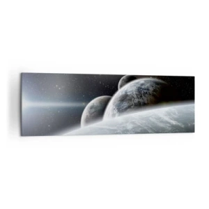 Obraz na płótnie - Planety w kosmosie na tle gwiazd i galaktyk - 160x50cm - Kosmiczna muzyka sfer - Nowoczesna dekoracja ścienna do salonu i sypialni ARTTOR