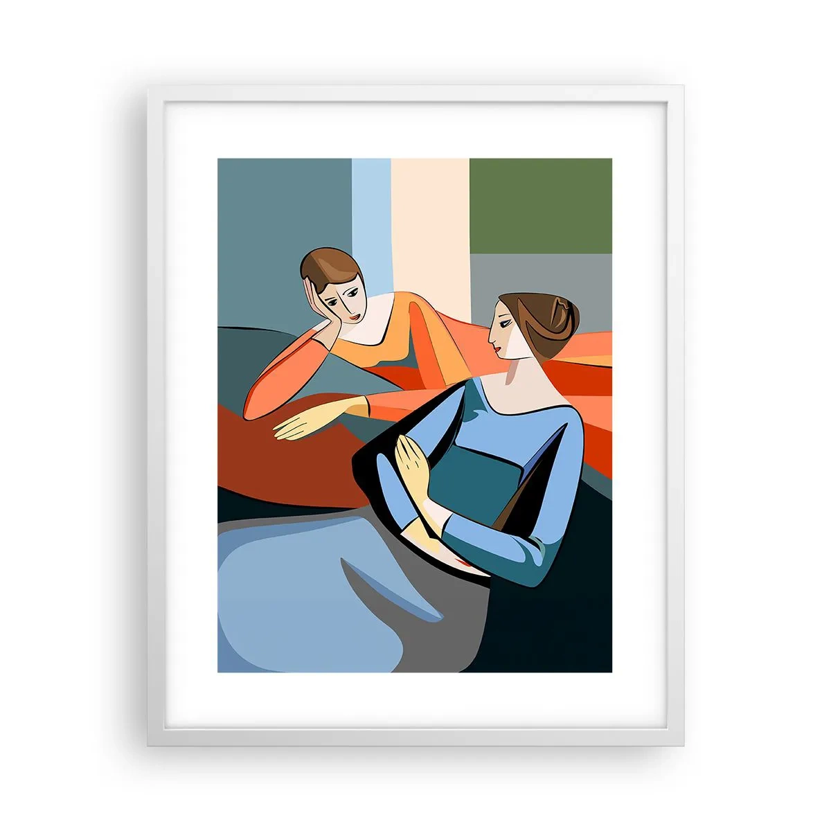 Plakat w białej ramie - Chwila zwierzeń - 40x50 cm