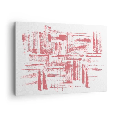 Obraz na płótnie - Abstrakcyjne różowe tekstury na białym tle - 70x50cm - Czerwone miasto - Nowoczesna dekoracja ścienna do salonu i sypialni ARTTOR