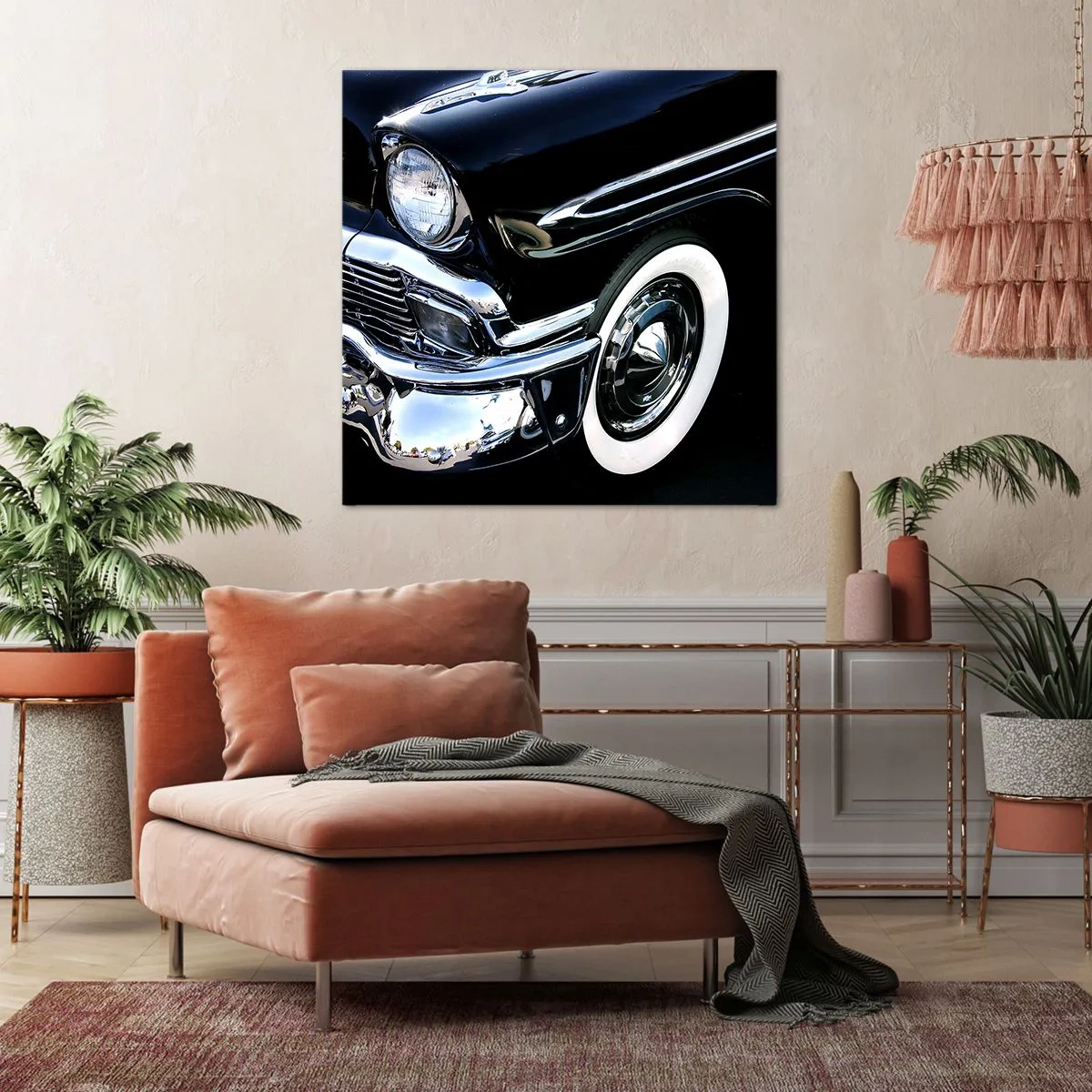 Obraz na płótnie - Klasyka w srebrze, czerni i bieli - 60x60 cm