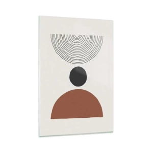 Obraz na szkle - Abstrakcyjne figury geometryczne w ciepłych barwach - 80x120cm - W centrum uwagi - Nowoczesna dekoracja ścienna do salonu i sypialni ARTTOR