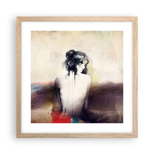 Plakat w ramie jasny dąb - Łagodne linie, owalne kształty - 40x40 cm