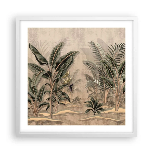 Plakat w białej ramie - Rycina w kolonialnym stylu - 50x50 cm