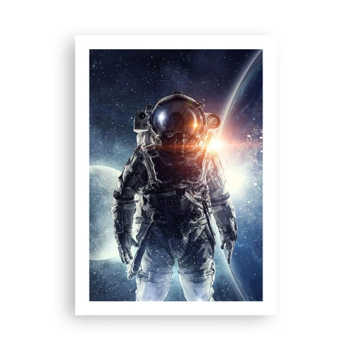 Plakat - Astronauta w przestrzeni kosmicznej na tle planet i gwiazd - 50x70cm - Kosmiczna przygoda - Nowoczesna dekoracja ścienna do salonu, kuchni i sypialni ARTTOR