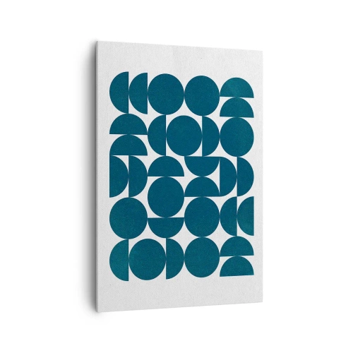 Obraz na płótnie - Geometryczne kształty w odcieniach granatu na białym tle - 70x100cm - Koła i półkola - Nowoczesna dekoracja ścienna do salonu i sypialni ARTTOR