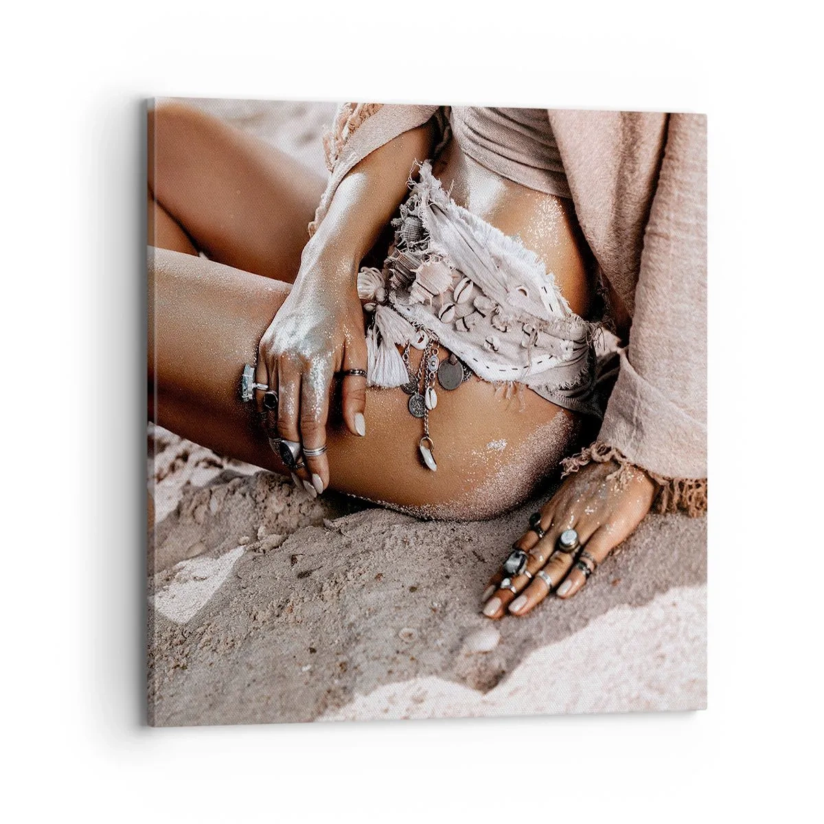 Obraz na płótnie - Wyrzucona przez fale? - 70x70 cm