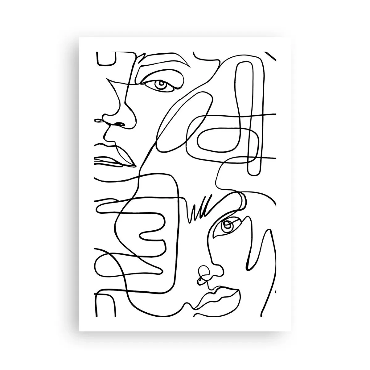 Plakat - Abstrakcyjne twarze narysowane jedną linią - 50x70cm - W splątanych emocjach - Nowoczesna dekoracja ścienna do salonu, kuchni i sypialni ARTTOR