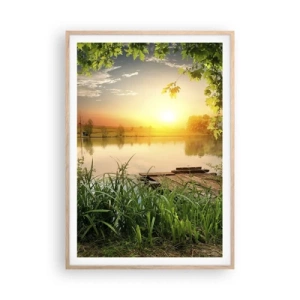Plakat w ramie jasny dąb - Pejzaż w zielonej ramie - 70x100 cm