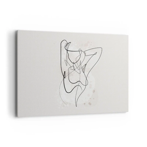 Obraz na płótnie - Abstrakcyjna postać w stylu line art na jasnym tle - 100x70cm - Sztuka uwodzenia - Nowoczesna dekoracja ścienna do salonu, kuchni i sypialni ARTTOR