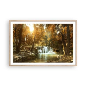 Plakat w ramie jasny dąb - Parkowa kaskada - 91x61 cm