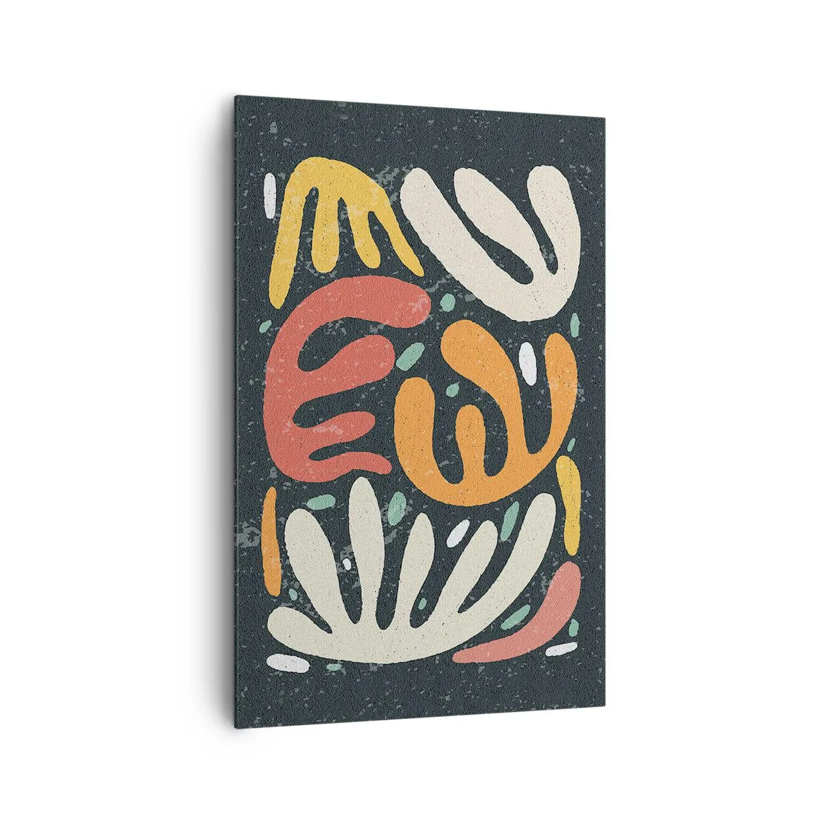 Obraz na płótnie - Abstrakcyjne kształty w ciepłych kolorach na ciemnym tle - 80x120cm - Kompozycja – zaraz cię schwytam - Nowoczesna dekoracja ścienna do salonu i sypialni ARTTOR