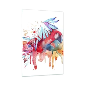 Obraz na szkle - Papuga w artystycznym stylu akwarelowym - 70x100cm - Kolorowe Papugi - Nowoczesna dekoracja ścienna do salonu i sypialni ARTTOR