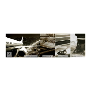 Fototapeta Próbka Premium Sand - Wzlecieć w noc - Samolot, Miasto, Motoryzacja - 100x30 cm