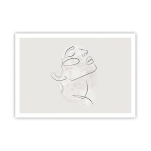 Plakat - Minimalistyczny szkic twarzy na jasnym tle - 100x70cm - Zarys marzenia - Nowoczesna dekoracja ścienna do salonu i sypialni ARTTOR