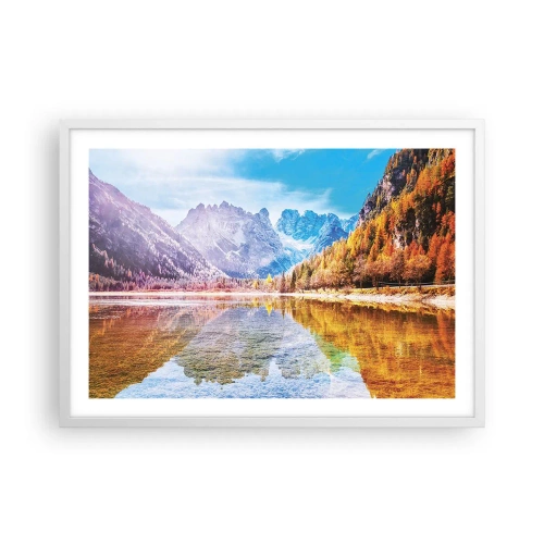 Plakat w białej ramie - A w górach już jesień - 70x50 cm