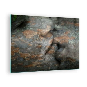 Obraz na szkle - Twarze wtopione w fakturę kory drzewa - 70x50cm - Na zawsze razem - Nowoczesna dekoracja ścienna do salonu i sypialni ARTTOR