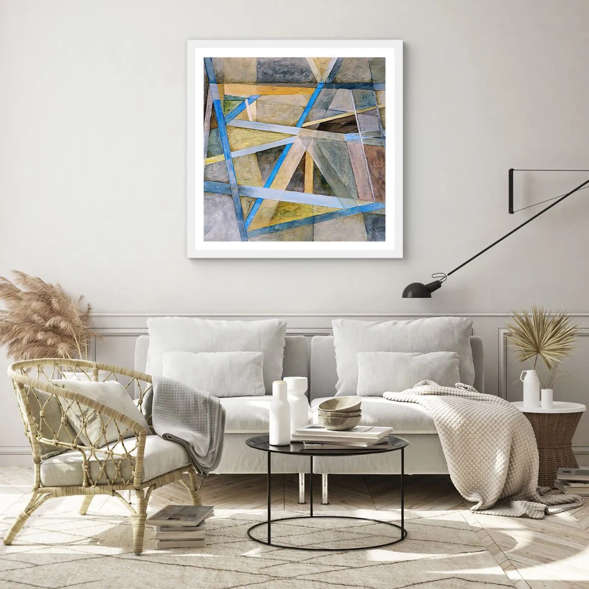 Plakat w białej ramie - Na wprost czy na skos? - 40x40 cm