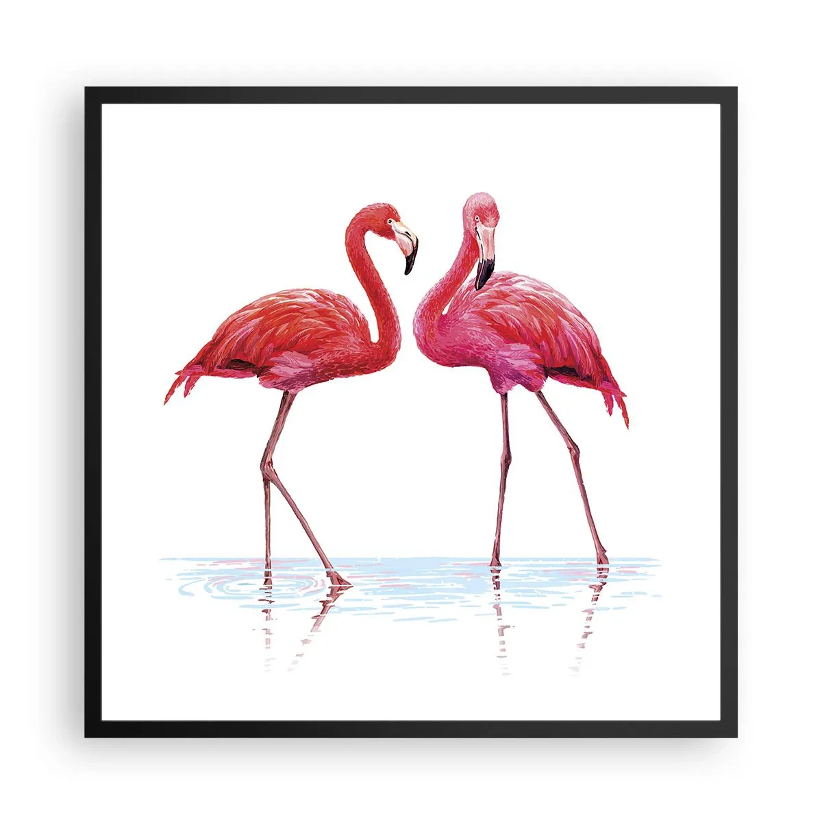 Plakat w czarnej ramie - Różowe randez-vous - 60x60 cm