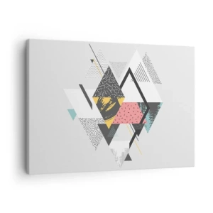 Obraz na płótnie - Geometryczne wzory na jasnym tle - 70x50cm - Wariacja na trójkąt i romb - Nowoczesna dekoracja ścienna do salonu i sypialni ARTTOR