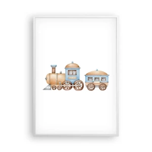 Plakat w białej ramie - Stoi na stacji... - 70x100 cm