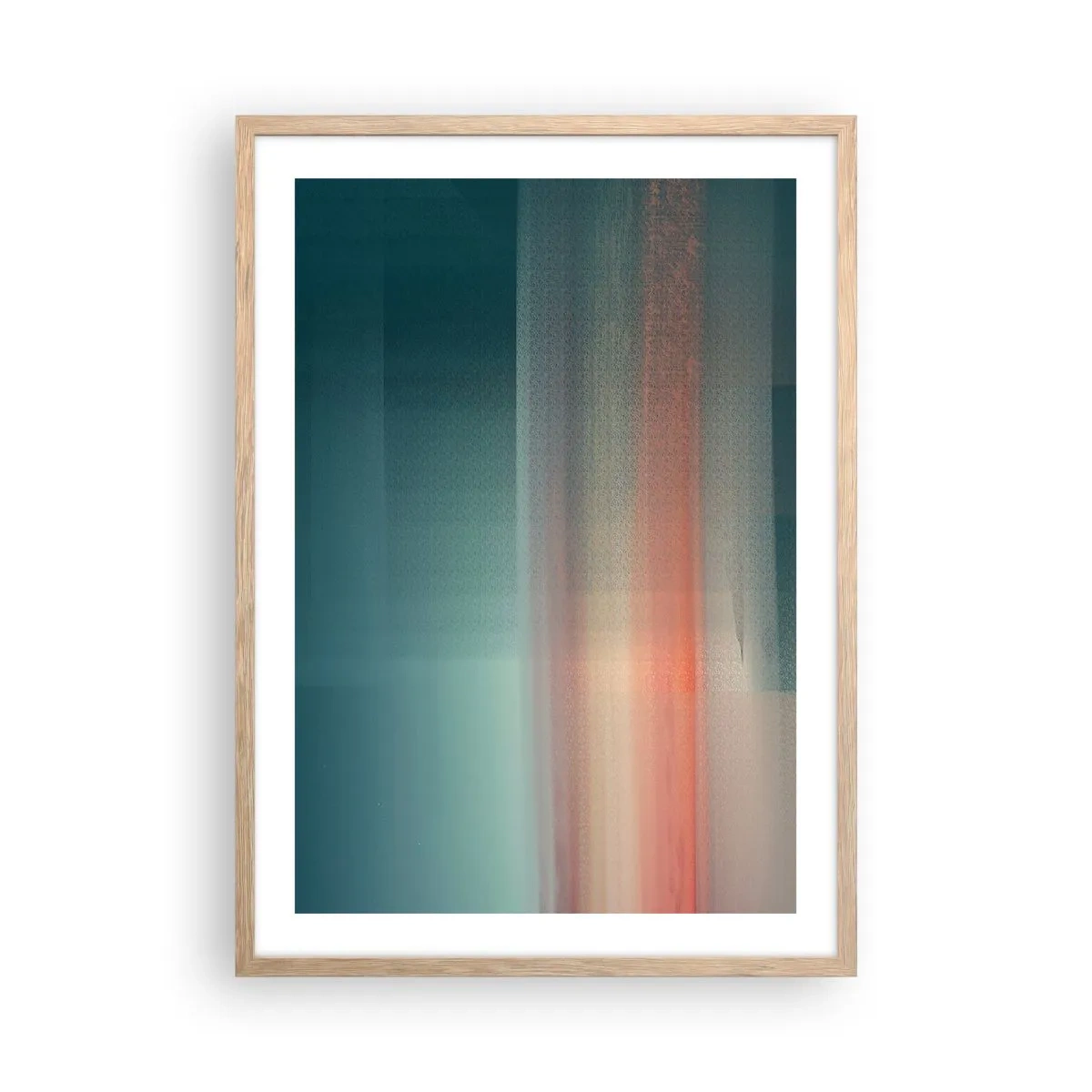Plakat w ramie jasny dąb - Abstrakcja: fale światła - 50x70 cm