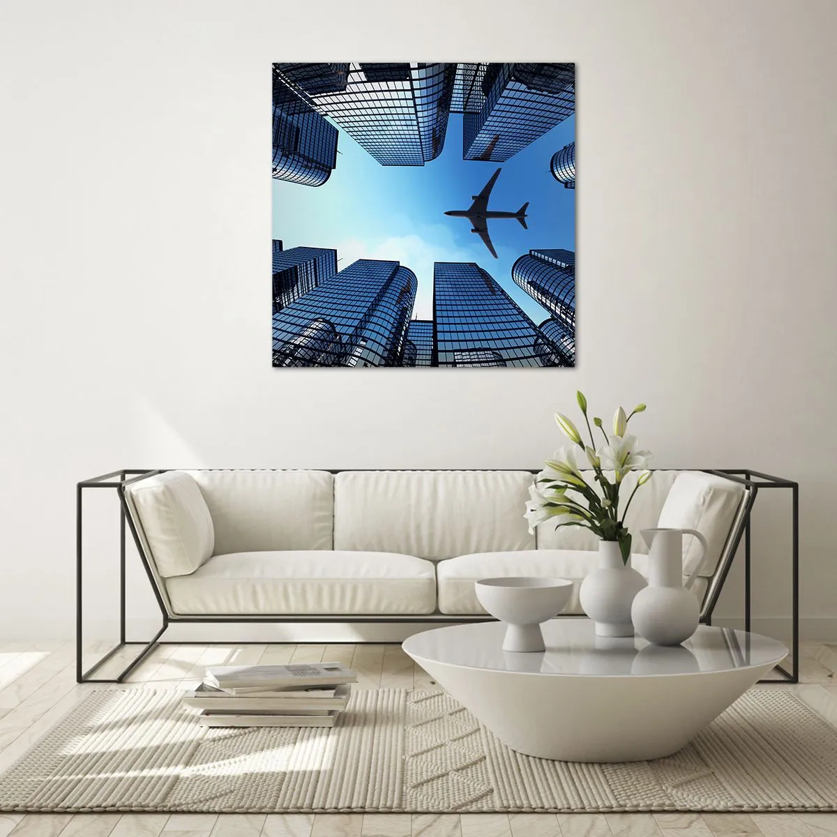 Obraz na szkle - Widok ze szklanego wąwozu - 50x50 cm