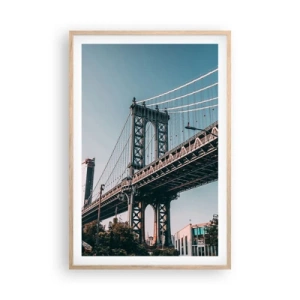 Plakat w ramie jasny dąb - Nad falami miasta - 61x91 cm